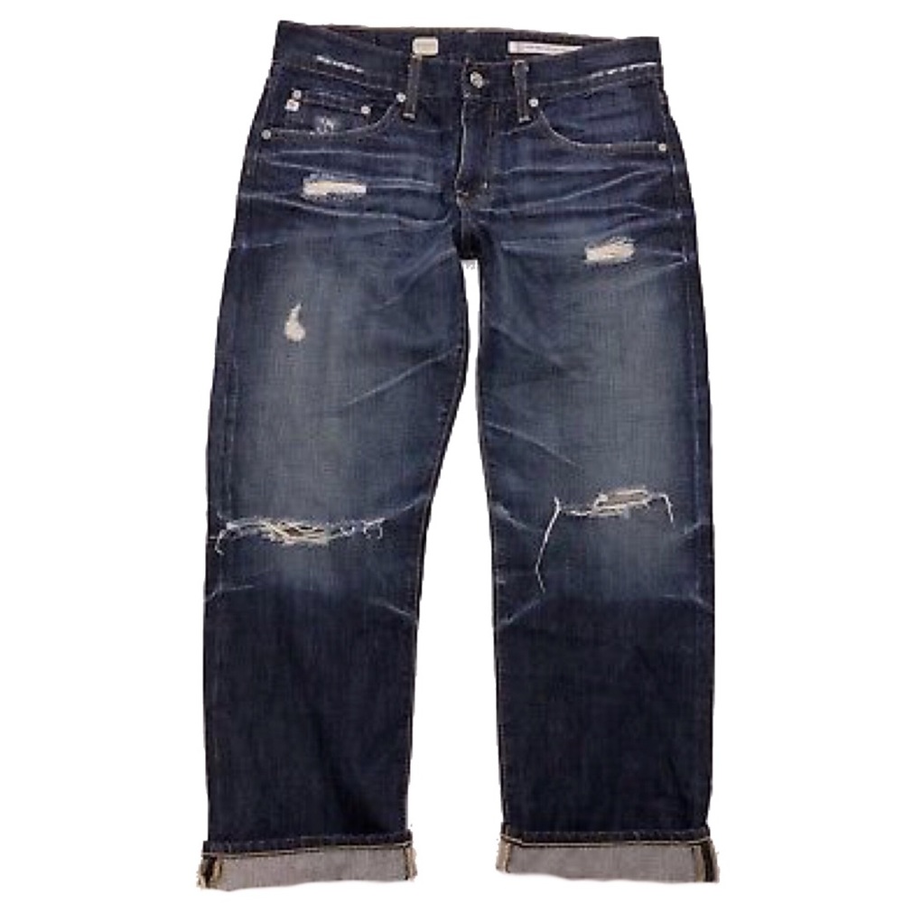 CCO💲⬇️ AG Ex-Boyfriend Crop Destroyed Jeans - Picture 3 of 6